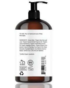 Coconut Vanilla Liquid Hand Soap, Moisturizing & Disinfecting, Organic and All Natural, 8 oz