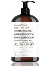 Load image into Gallery viewer, Coconut Vanilla Liquid Hand Soap, Moisturizing &amp; Disinfecting, Organic and All Natural, 8 oz