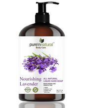 Load image into Gallery viewer, Nourishing Lavender Liquid Hand Soap, Moisturizing &amp; Disinfecting, Organic and All Natural, 8 oz