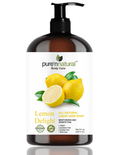Load image into Gallery viewer, Lemon Delight Liquid Hand Soap, Moisturizing &amp; Disinfecting, Organic and All Natural, 8 oz